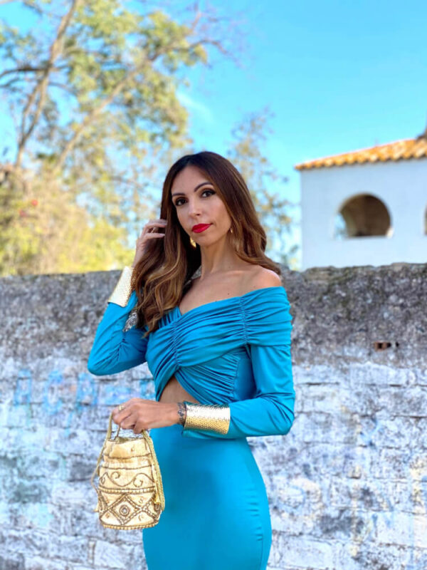 Vestido en tonos azules