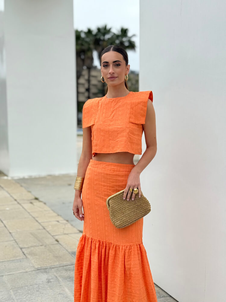 Conjunto Naranja Bordado