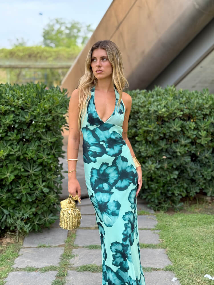 Vestido Azul Sin Mangas de Estilo Casual