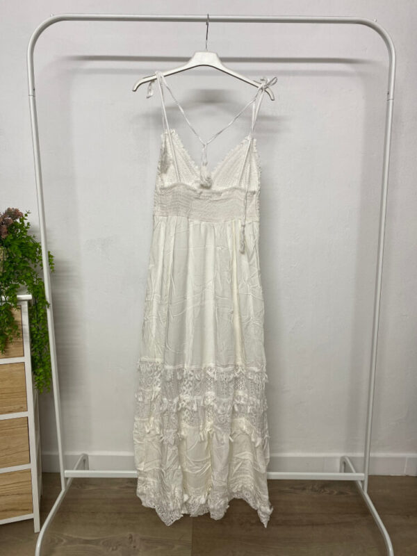 Vestido Blanco Boho Con Detalles Artesanales