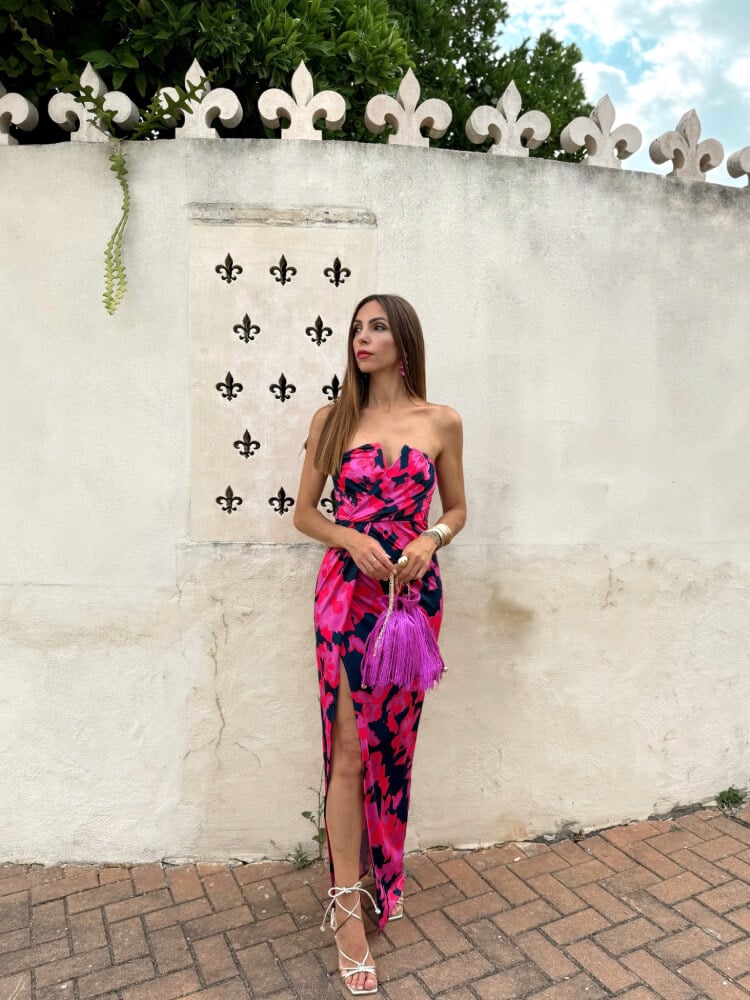 Vestido Rojo Largo Estampado