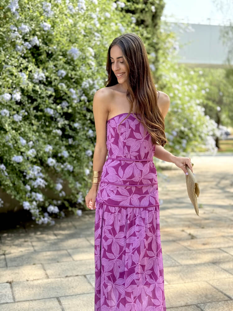 Vestido Buganvilla Con Falda Midi