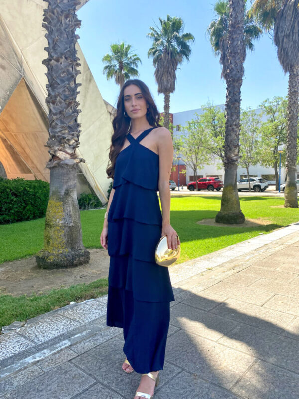 Vestido Azul Con Movimiento Ligero