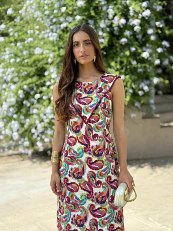 Vestido Tela Con Detalles Vino