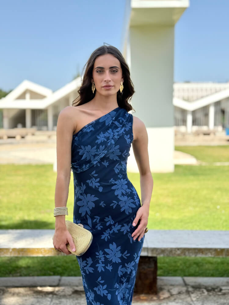 Vestido Azul Negro Tul Elástico