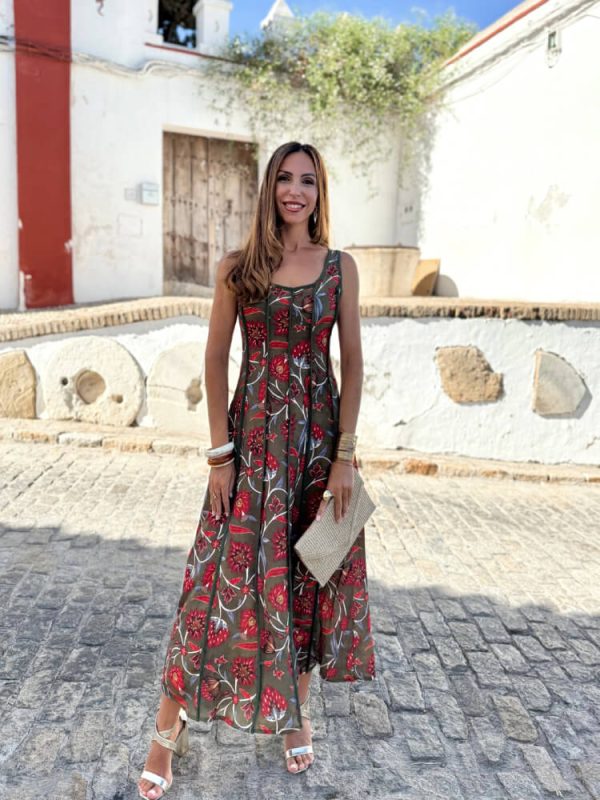 Vestido Verde Con Cintura Entallada