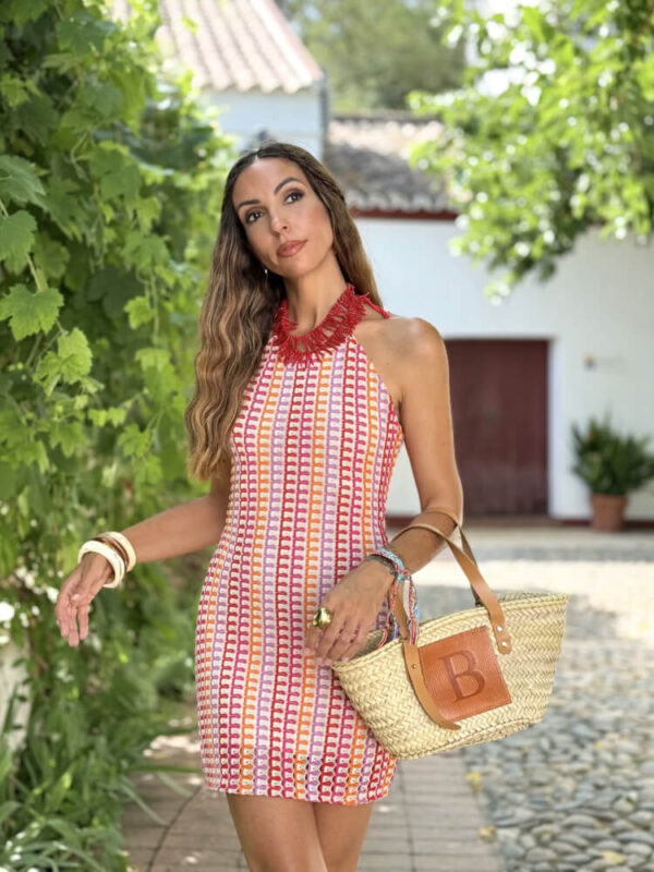 Vestido Rosa De Hilo Con Forro