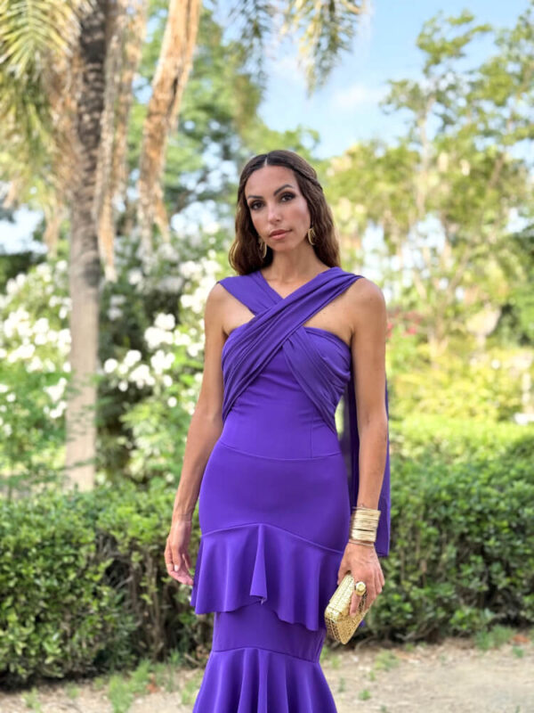 Vestido Blanco Con Detalle Cruzado Frontal