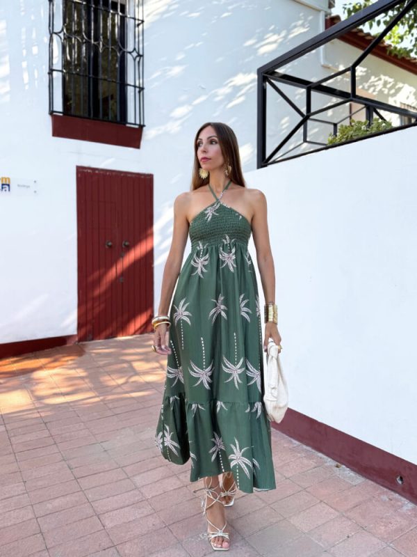 Vestido Verde Largo Con Estampado