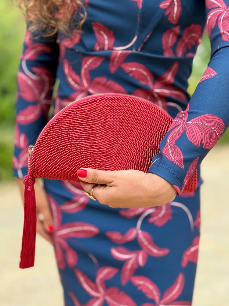 Bolso Vino Textura Trenzada