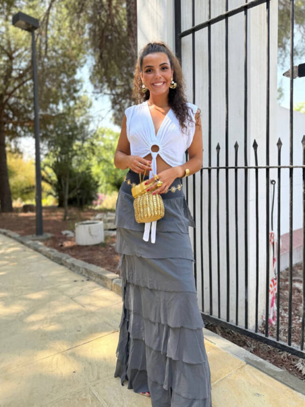 Falda Gris Convertible En Vestido