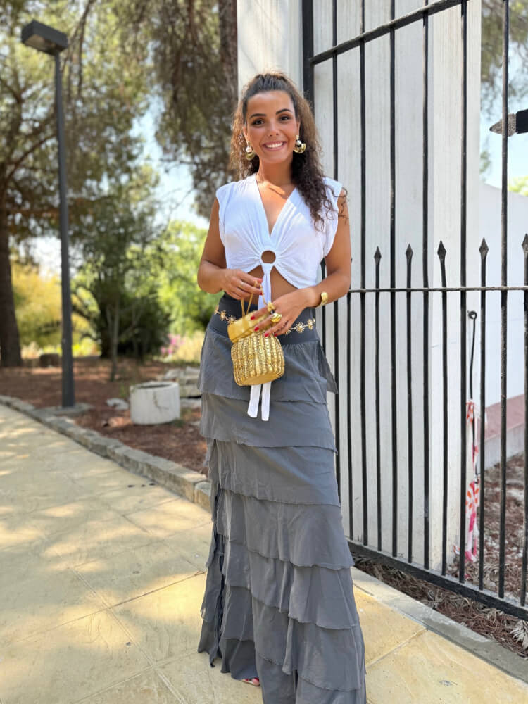 Falda Gris Convertible En Vestido