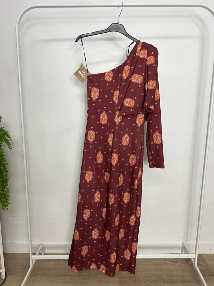 Vestido Crespón Estampado Buganvilla