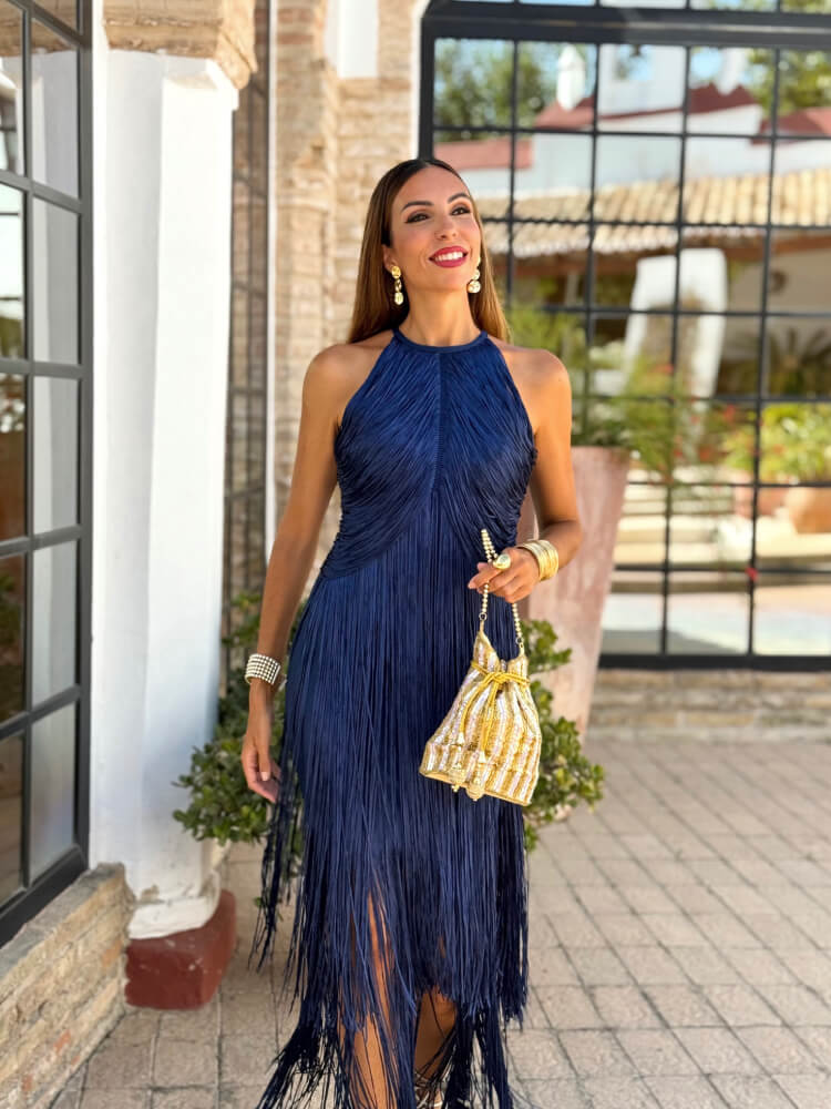 Vestido Bandage Con Flecos