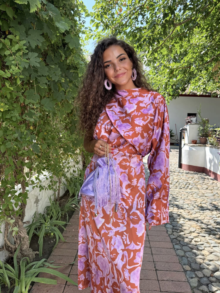 Vestido dos piezas flores lila