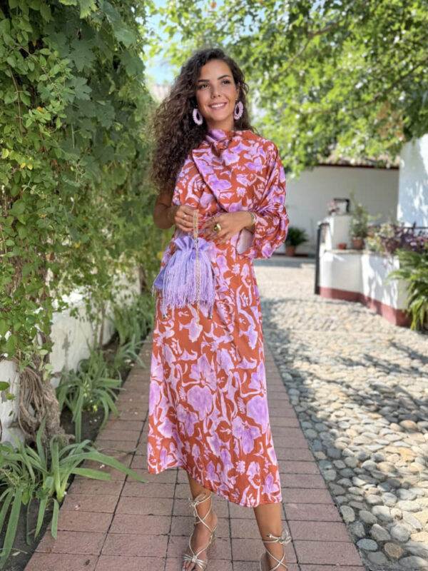 Vestido dos piezas flores lila - Imagen 3