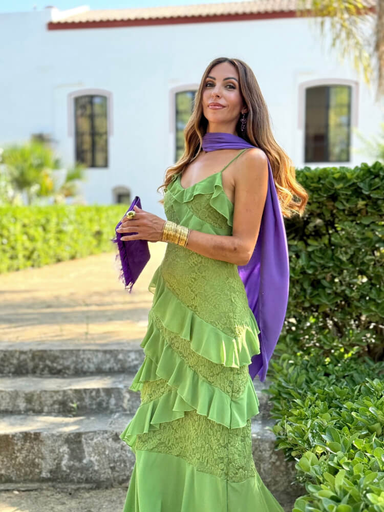 Vestido Verde Largo Encaje