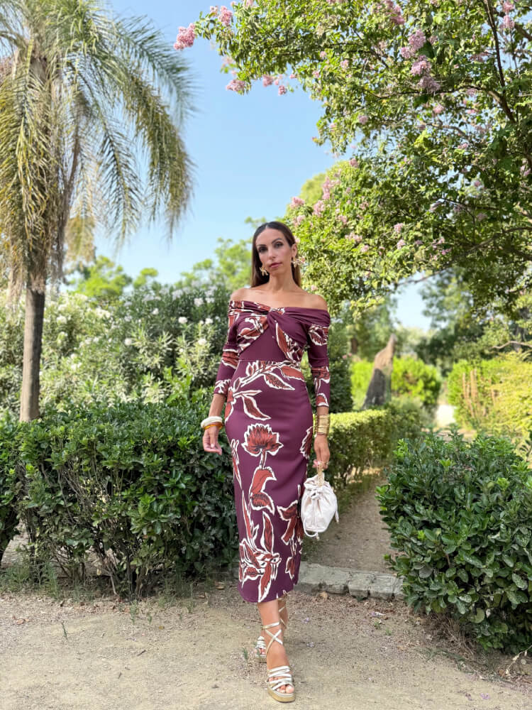 Vestido Largo Buganvilla Con Escote Nudo