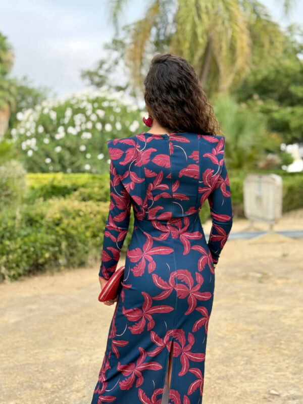 Vestido Azul Floral Buganvilla Elegante
