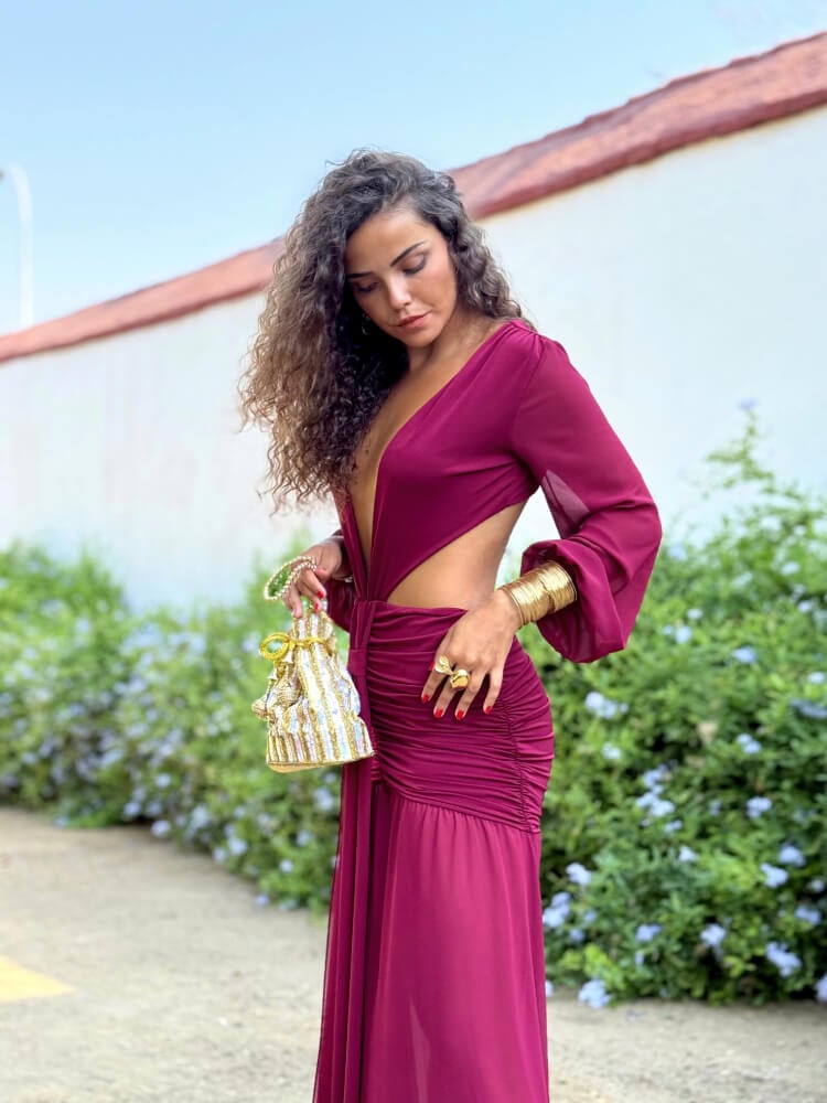 Vestido Buganvilla Con Falda Drapeada