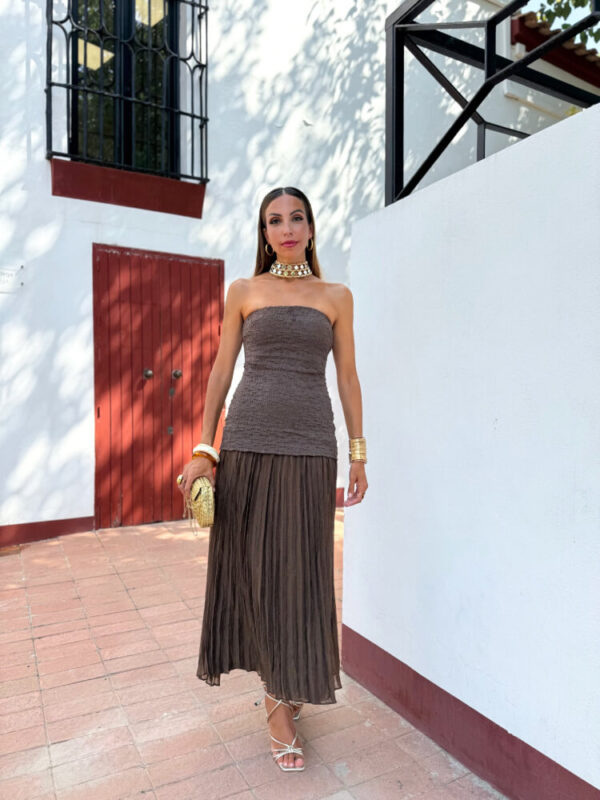 Vestido Azul Palabra De Honor Elegante