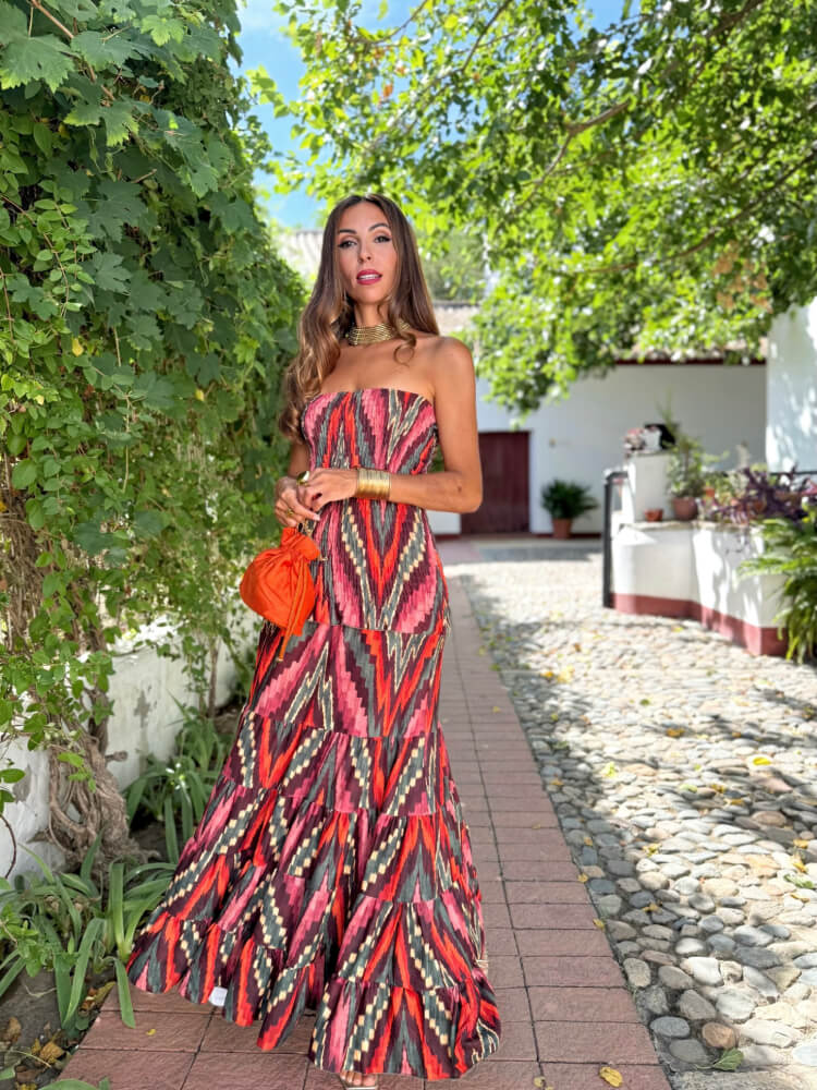 Vestido Con Nido De Abeja Y Lazada