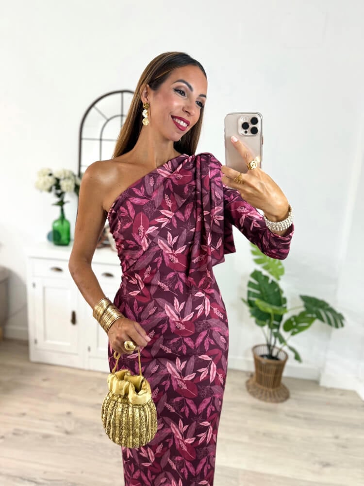 Vestido Floral En Crespón Elástico