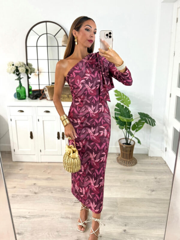 Vestido Floral Largo En Crespón Elástico