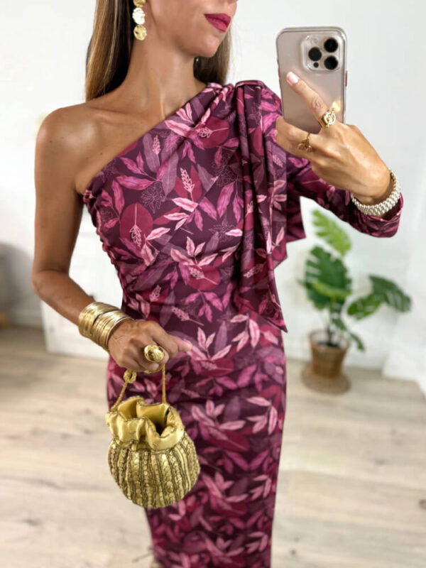 Vestido Floral Con Diseño De Una Manga
