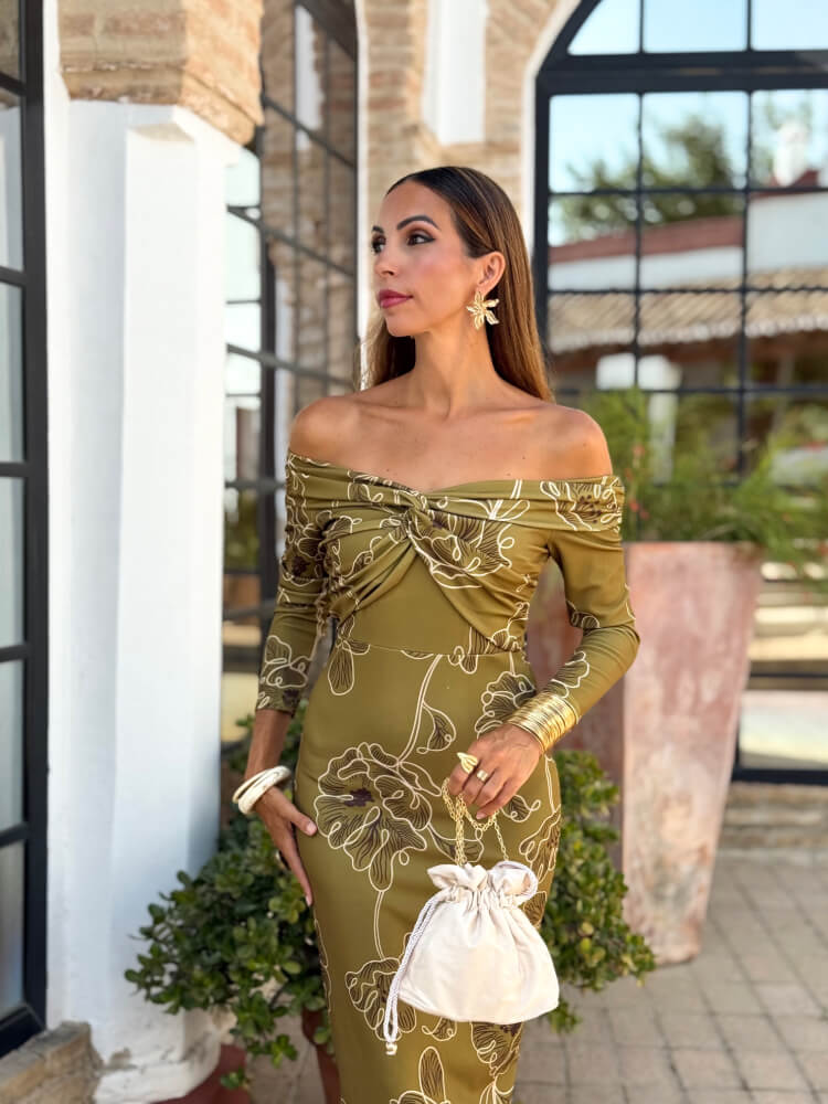 Vestido Verde Oliva Estilo Bohemio