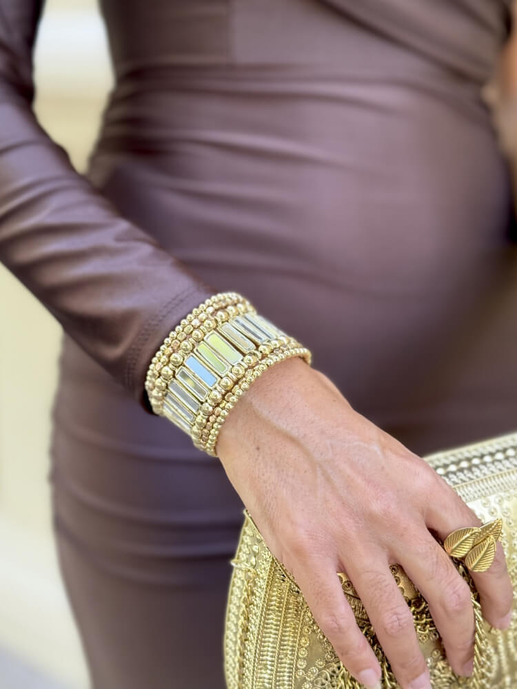 Brazalete Dorado Con Cristales