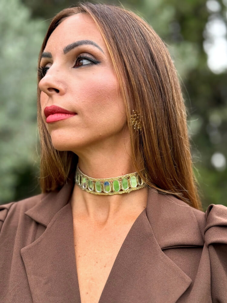 Choker Con Abalorios Rectangulares