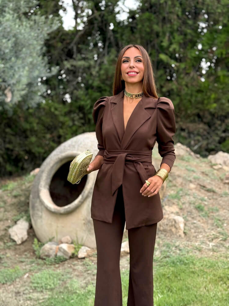 Conjunto Marrón De Blazer Y Pantalón
