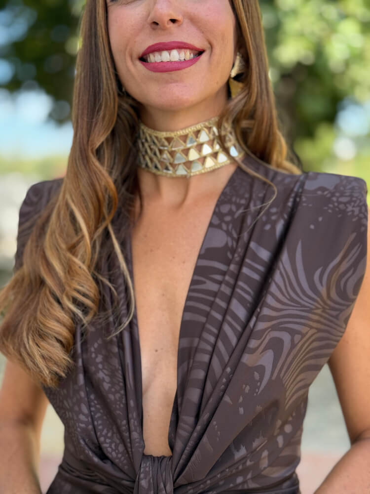 Choker Con Abalorios De Espejitos