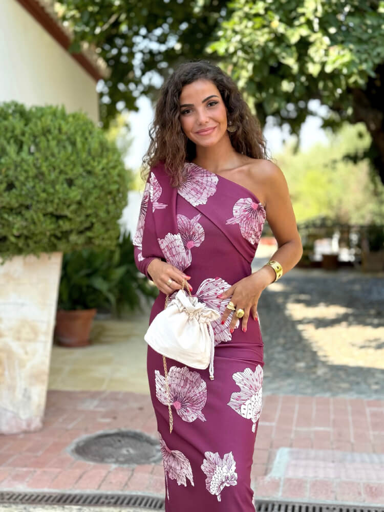 Vestido Buganvilla Con Estampado Blanco