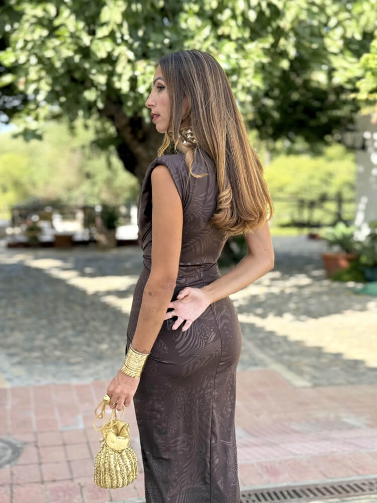Vestido De Licra Animal Print Con Abertura Lateral