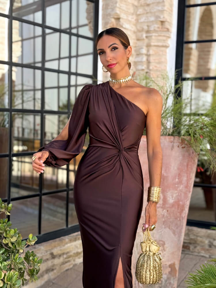 Vestido Marrón De Licra