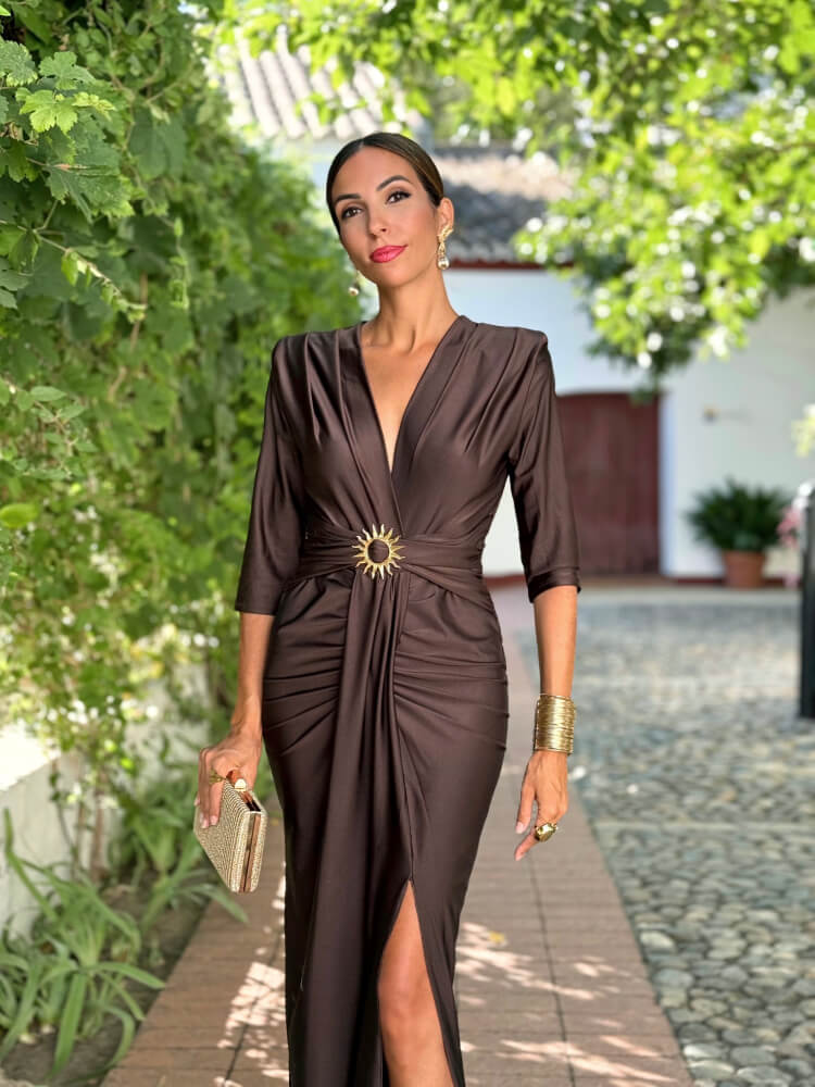 Vestido Marrón Metalizado