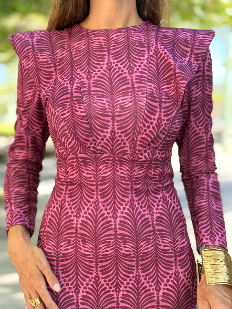 Vestido Burdeos Elegante Con Cremallera