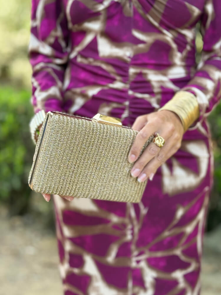 Bolso Dorado Elegante De Fiesta