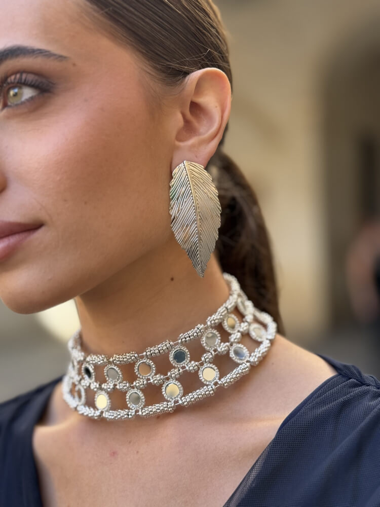 Choker Con Abalorios Plateados