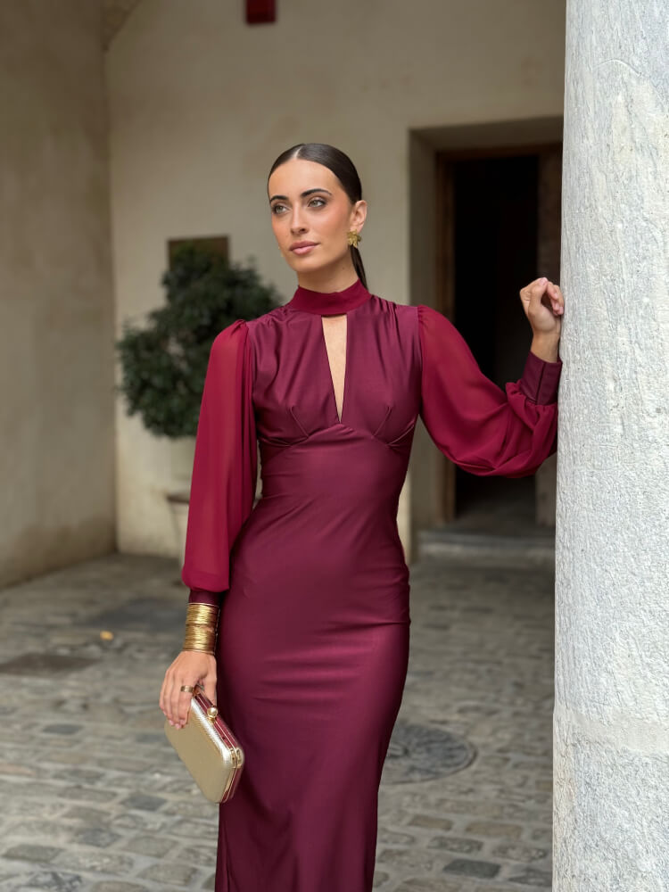 Vestido Vino Licra Fría