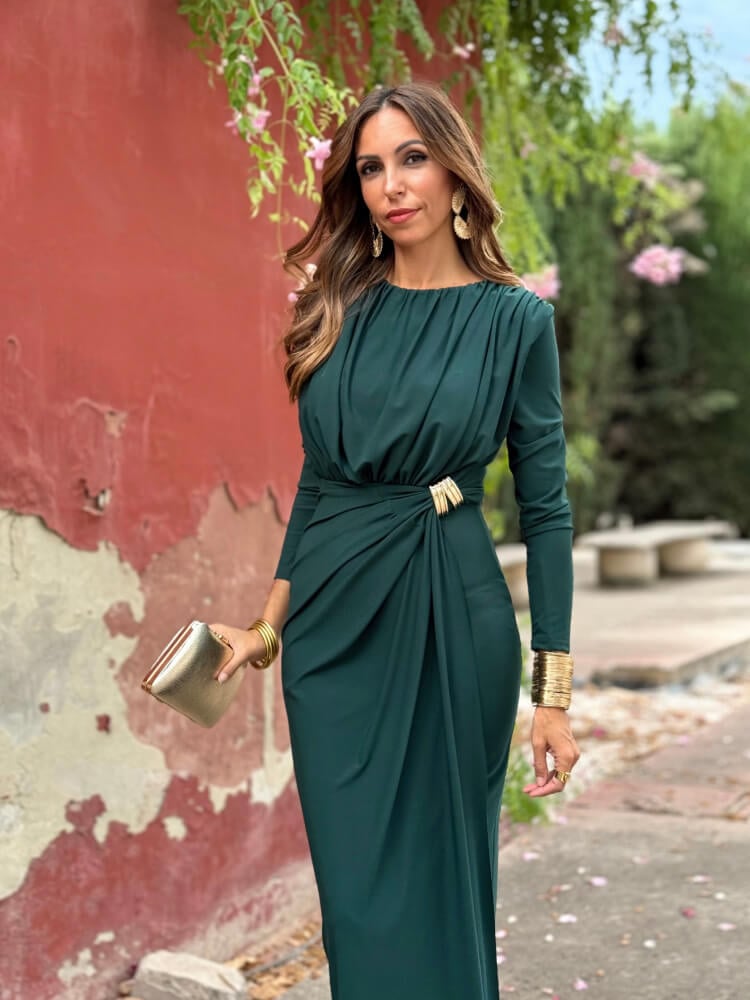 Vestido Catia verde botella