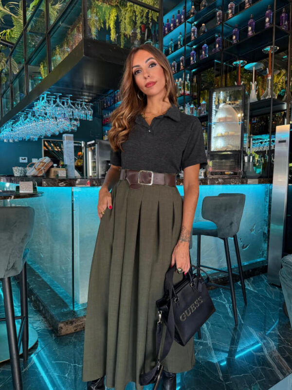 Vestido Negro Y Verde Tipo Polo