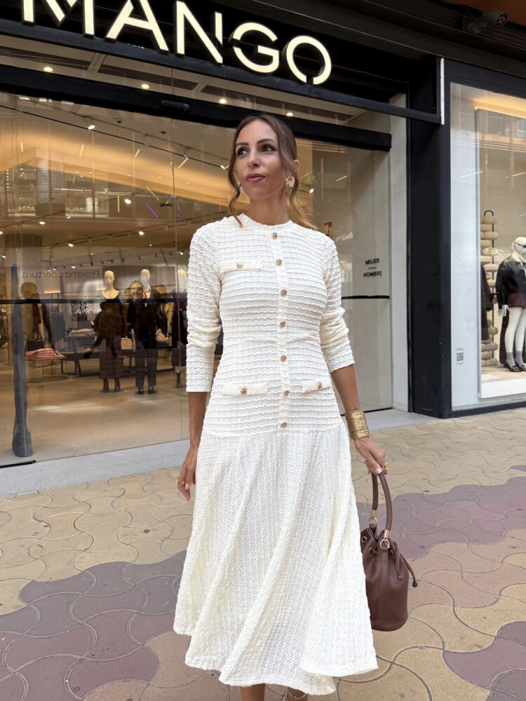 Vestido midi botones joya