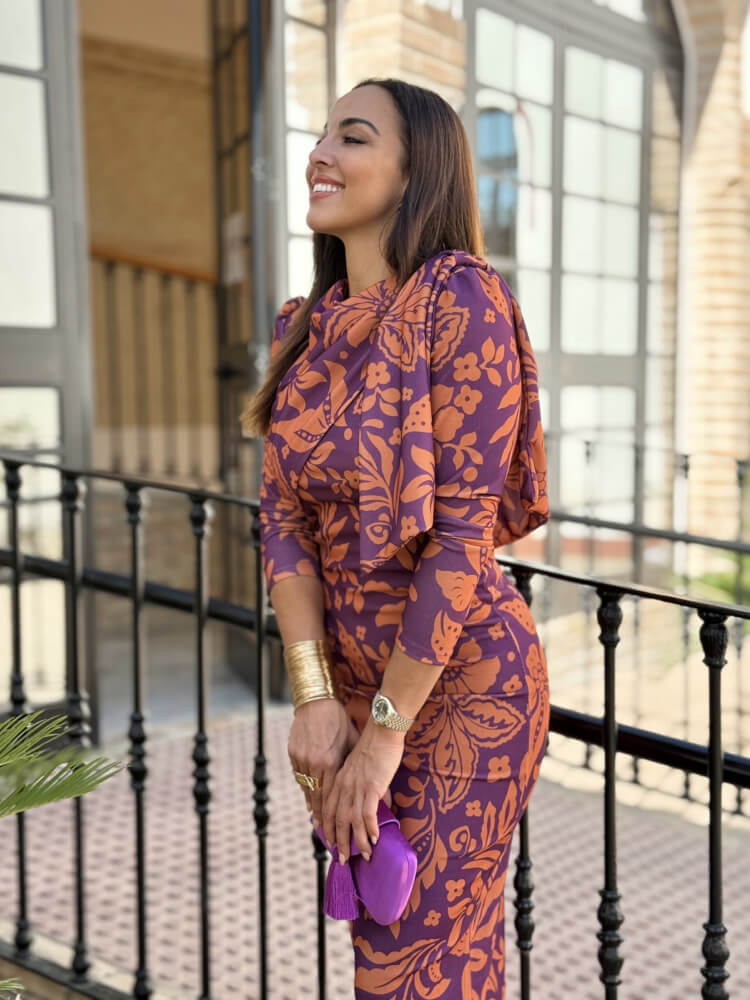 Vestido De Crespón Con Cremallera Trasera