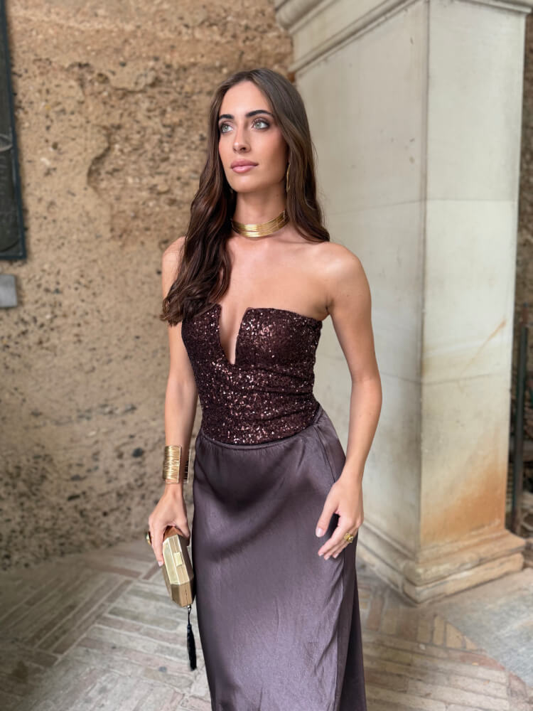 Body De Lentejuelas Con Tirantes Extraíbles