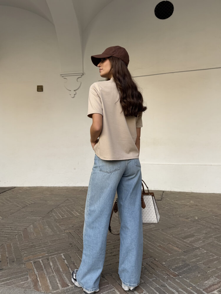 Camiseta Beige De Tacto Suave