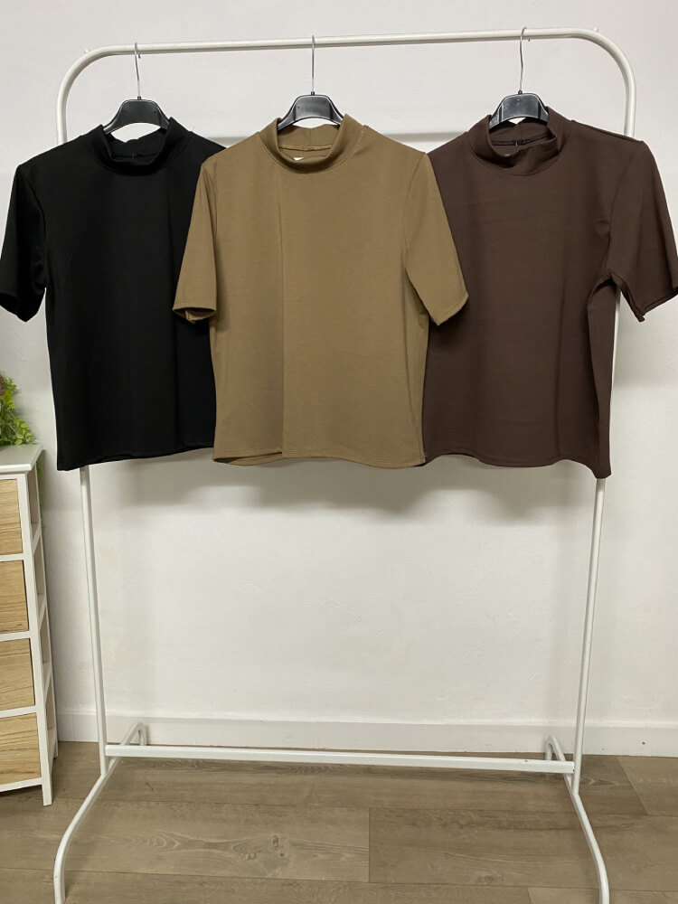 Camiseta Beige De Manga Corta