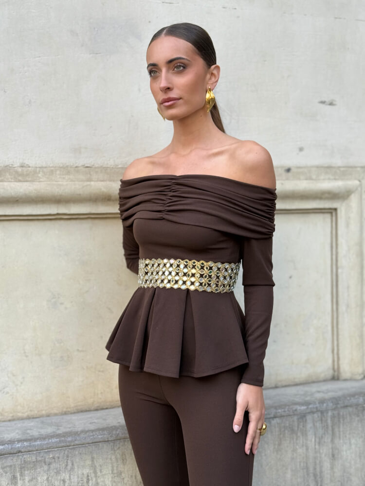 Cinturón Joya Geométrico Dorado